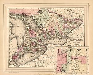 Map of Ontario in Counties by S. Augustus Mitchell: (1885) | Art Source ...