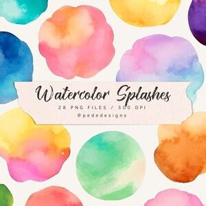 Watercolor Splash Clipart, Multicolor Splashes, Brush Strokes, for Logo ...