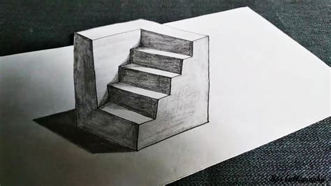 3d Stairs Freehand Drawing On Paper Anamorphic Illusion Most