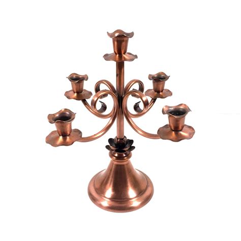 Rustic Candle Holder With 5 Lights By Gregorian Copper Etsy Rustic