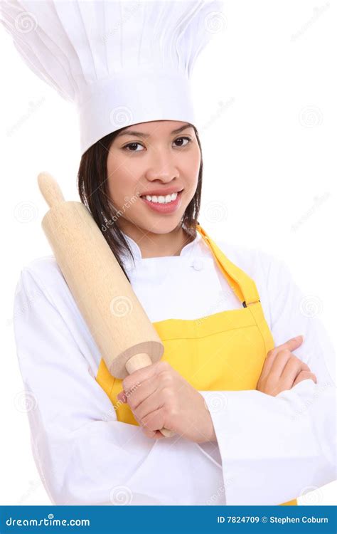 Woman Chef With Rolling Pin Stock Image Image Of Gourmet Cooking