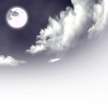 Full Moon Night White Transparent, Realistic Full Moon Night Sky ...