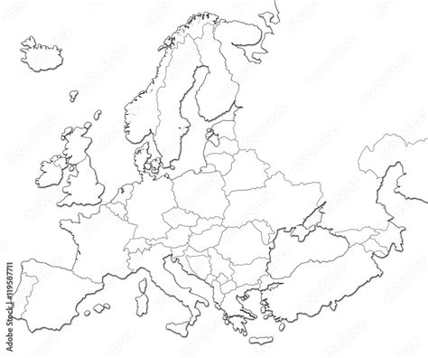 Blank map of Europe isolated on white background. Stock Illustration | Adobe Stock