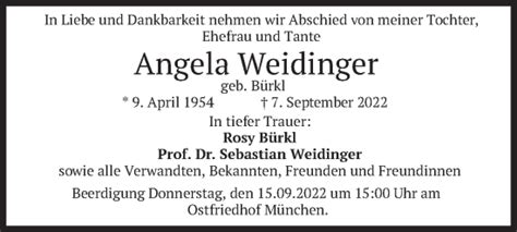 Traueranzeigen Von Angela Weidinger Trauer Merkur De