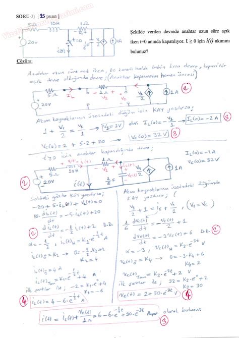 Elektrik Devreleri 1 Final Soruları ve Çözümleri Sayfa 3 Vize ve