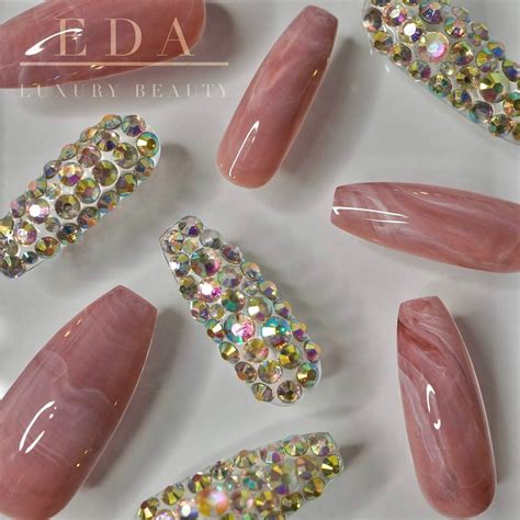 EDA LUXURY BEAUTY Nude Pink Marble D Jewel Press On Jewelry Etsy UK