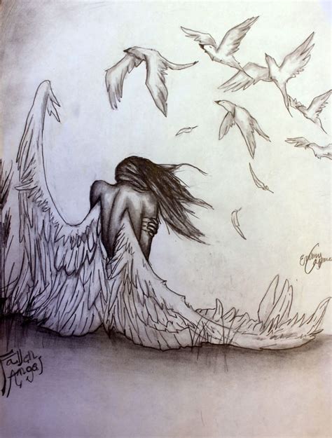 Pencil Drawings Of Angels And Demons Angel Drawing Drawings