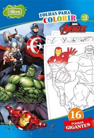 Folhas Para Colorir Gigante Avengers Giz De Cera Tilibra Kit De