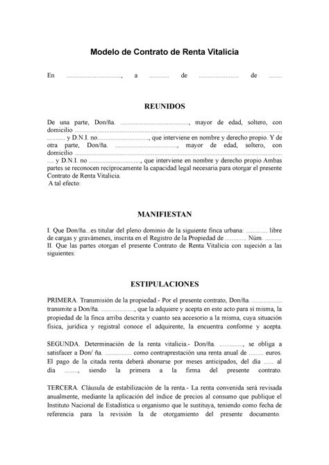 Contrato De Renta Ejemplo