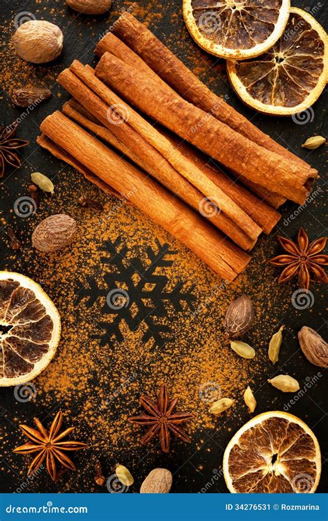 Christmas Spices Star Anise Cinnamon Cardamom Cloves And Dried