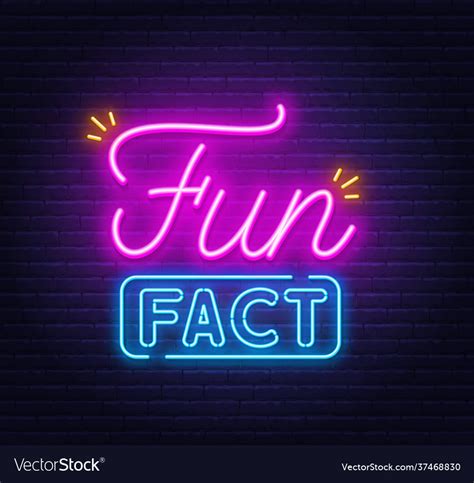 Fun Fact Neon Sign On Brick Wall Background Vector Image