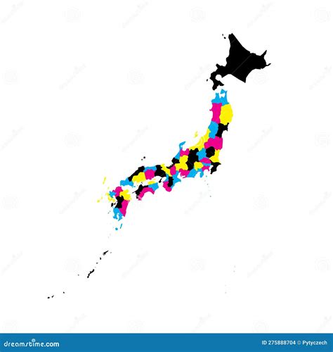 Japan Political Map Of Administrative Divisions Vector Illustration