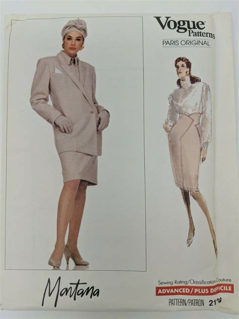 Vogue Pattern 2129 Claude Montana Size 12 Uncut Jacket Skirt Vintage