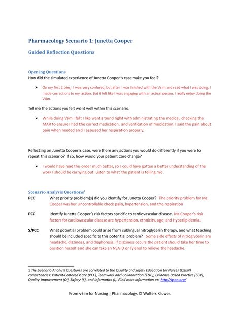 Pharm Scenario 01 Junetta Cooper GRQ Rev Pharmacology Scenario 1