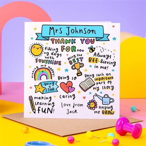 Teacher Thank You Personalised Card And Arrow T Co