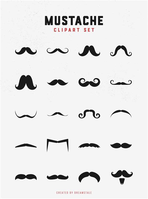 Hipster Moustache Clipart Set Dreamstale