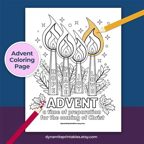 Coloring Page Advent Candle Liturgical Church Year Lutheran Catholic ...