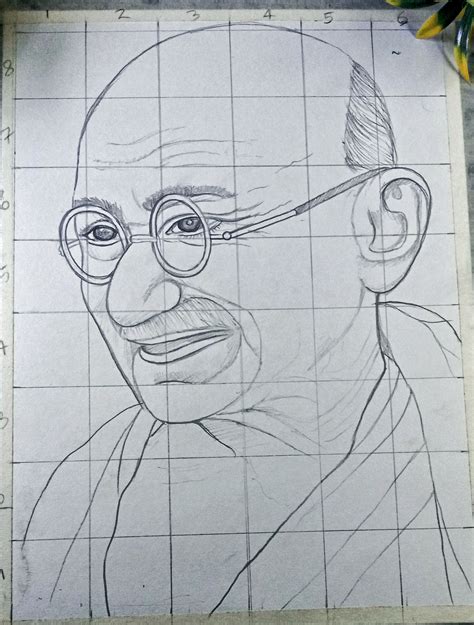 Mahatma gandhi drawing pencil with grid mathod happy gandhi jayanti gandhiji drawing – Artofit