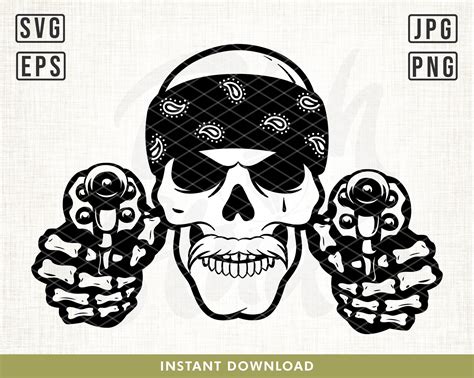 Gangsta Skull With Guns