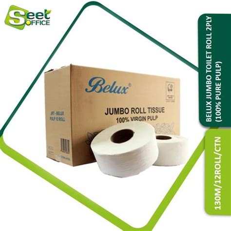 BELUX JUMBO TOILET ROLL 2PLY 100 PURE PULP 130M 12 ROLLS CTN