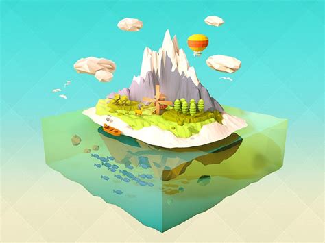 Low Poly Island | Low poly, Low poly art, Isometric art