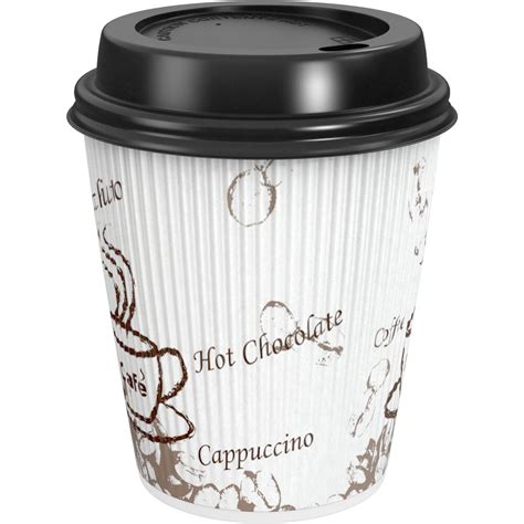 Choice 10 Oz Sleeveless Bean Print Paper Hot Cup And Lid 100 Pack