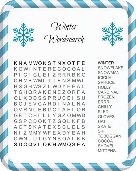 Winter Printable Word Search