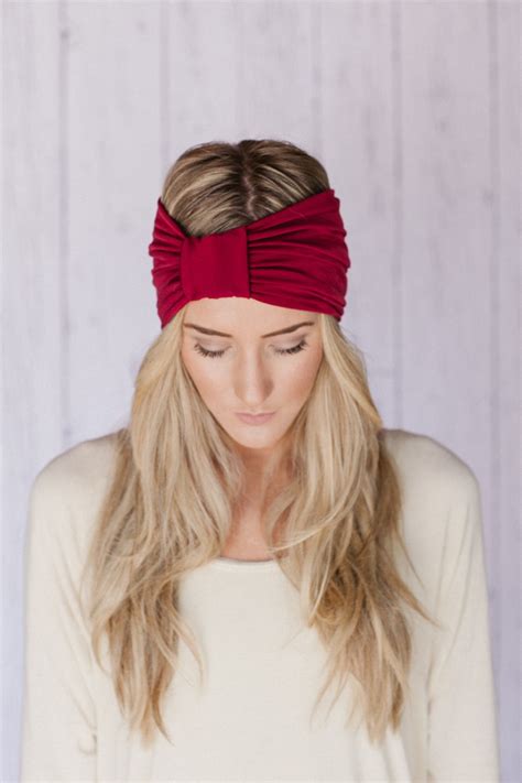 Red Wide Headband The Sparrow Headband Wide Stretchy Jersey Hair Band