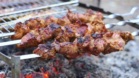 Shish Kebab Cooking Outdoors Stock Video Video Of Barbecue Outdoor