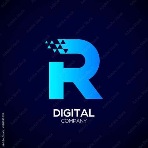 Letter R Pixel Logo Triangle Blue Color Technology And Digital