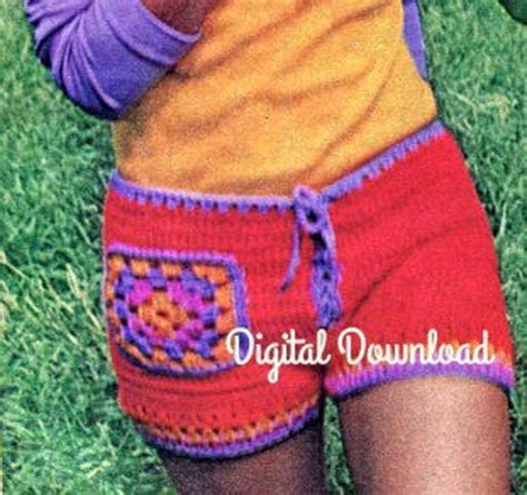 Crochet Shorts Pattern Vintage 70s Hot Pants Short Shorts Daisy Dukes Hip Huggers Granny