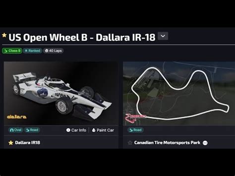 IRacing IndyCar Dallara IR18 Official B Open Race Canadian Tire MS