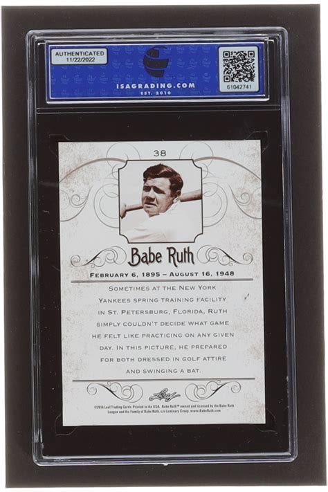 Babe Ruth 2016 Leaf Babe Ruth Collection 38 ISA 10 Pristine Auction