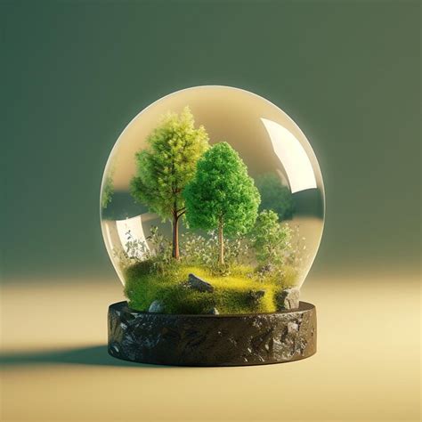 Premium AI Image A Snow Globe With Trees Inside And A Sign That Says