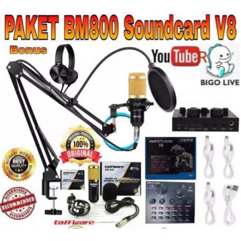 Jual PAKET KOMPLIT MIC BM800 Sound Card V8 Mixer V8 Stand Mic Pop