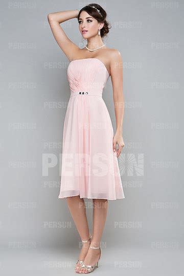 Robe Demoiselle Dhonneur Rose En Mousseline Sans Manche Pliss S