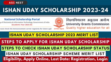 Ishan Uday Scholarship Apply Online Merit List Status