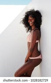 Happy Bikini Babe Leaning Against Wall Stock Photo 1028182729 Shutterstock