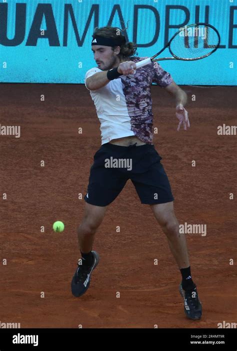 Stefanos Tsitsipas De Grece Durante El Mutua Madrid Open Torneo