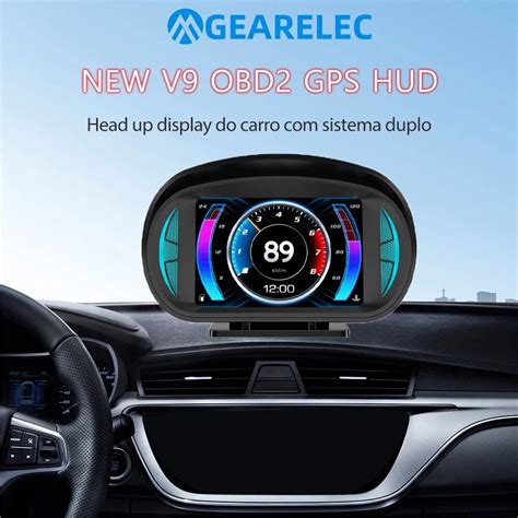 GEARELEC V9 OBD2 HUD Calibre Computador De Bordo Alarme De Seguran A