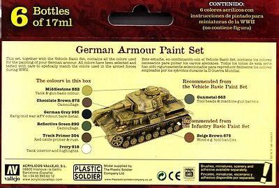 Vallejo War Games German Armour Acrylic Paint Set 6 x 17ml VAL70155 | Hobbies