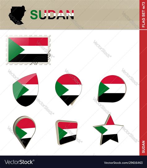 Sudan Flag Set 73 Royalty Free Vector Image VectorStock