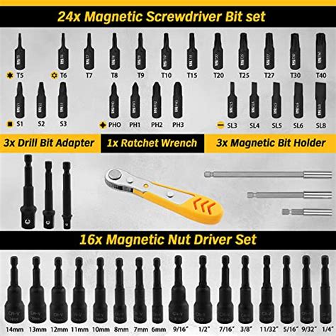 ELEAD 47 Piece Magnetic Nut Driver Screwdriver Bit Set Strong