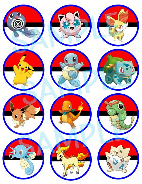 Pokemon Cupcake Toppers Printable