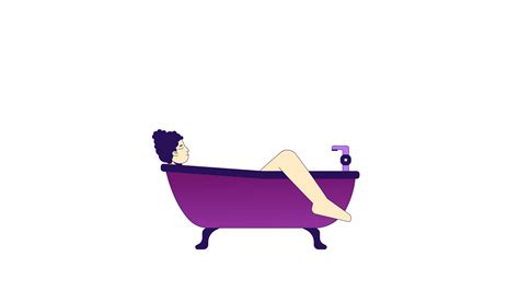 Bathtub Woman Relaxing Animation Animated Isolated 2d Bubble Bath Girl