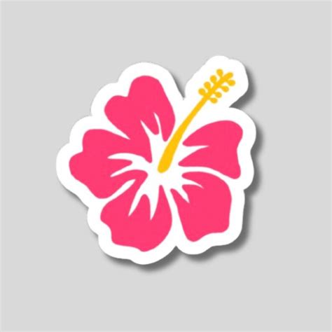 Tropical Pink Hibiscus Flower Sticker Floral Decal Tropical Pink