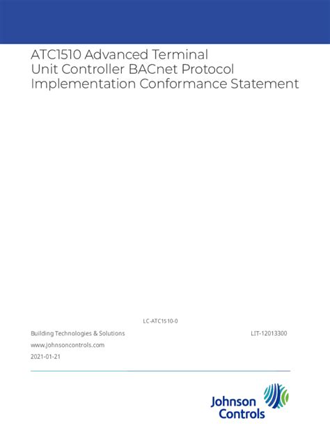 Fillable Online Atc Advanced Terminal Unit Controller Bacnet