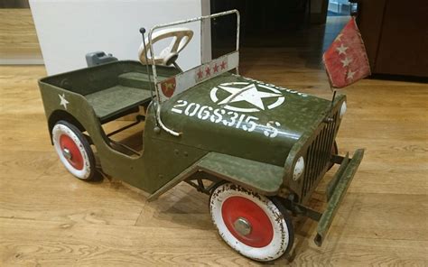 Willys Jeep Pedal Car Triang 1950s With Flag And Aeriel Original