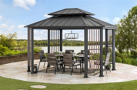 Sunjoy Hardtop Gazebo Kits For Sale 11x13 For Outdoor Backyard Patio Golden Bull Marketing