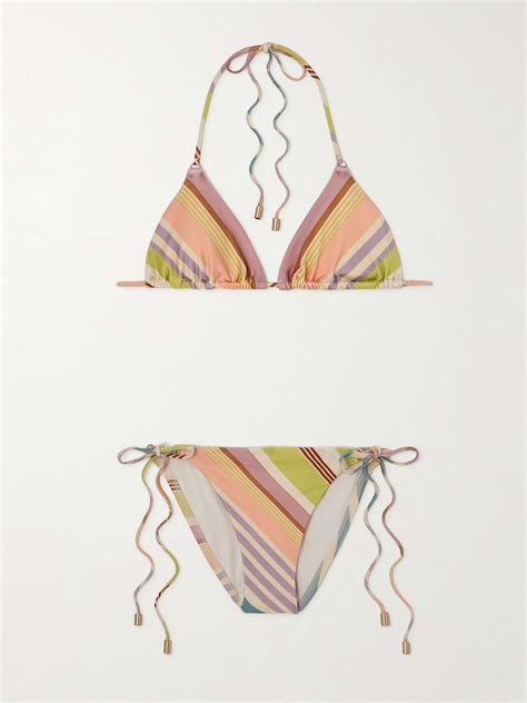 Zimmermann Halliday Striped Printed Bikini Net A Porter